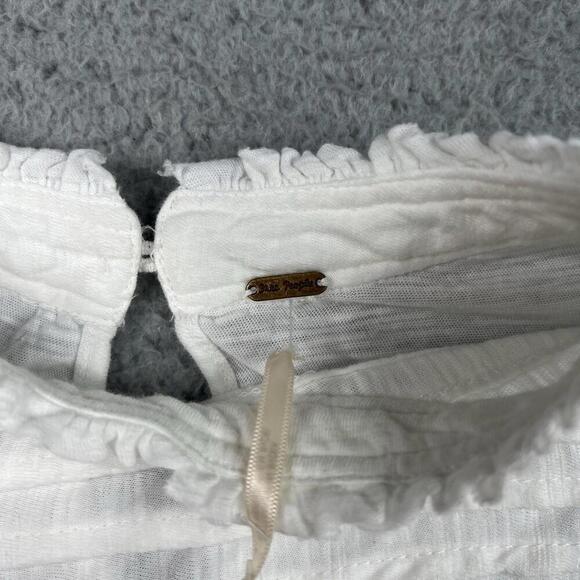 Free People Top Womens Large White Ruffle Cottage Core Baby Doll Boho Y2K NWT - Picture 4 of 14